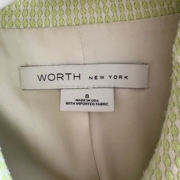 Worth New York Woven Green and White Clasp Blazer Jacket Size 8 - Picture 7 of 8